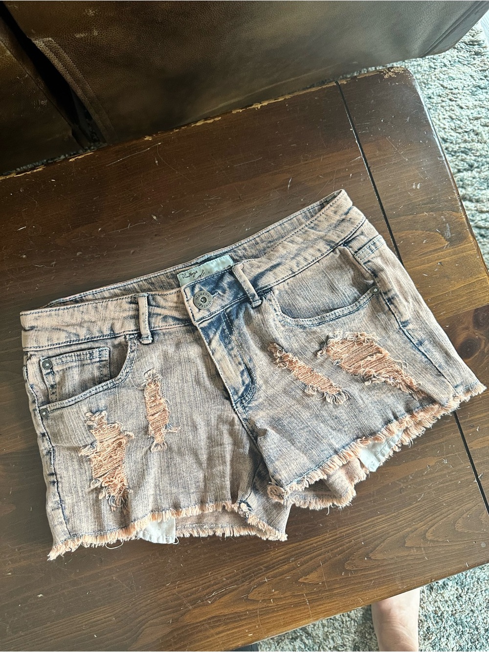 Vintage Light Blue Distressed Denim Cutoff Shorts